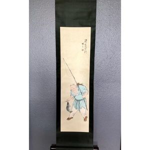 Set of 2 Vintage Japanese Fisherman Scrolls